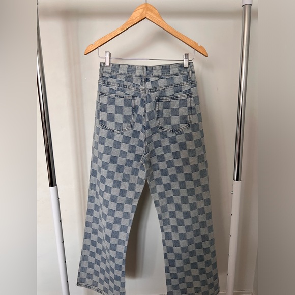 Checkerboard Straight Leg Jeans - Picture 4 of 4